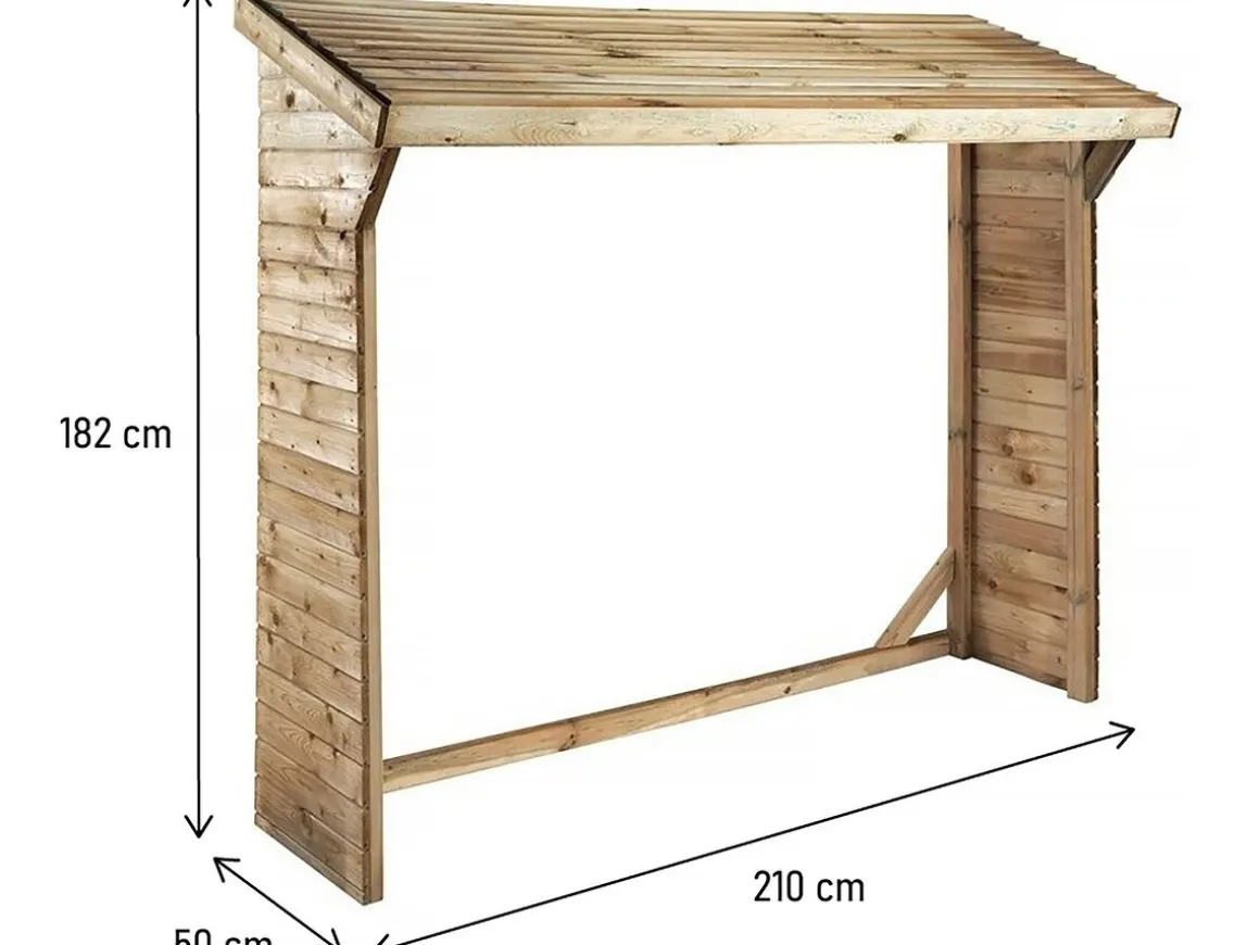 Abri bûches - 1.05 m² - 2.10 x 0.50 x 1.8 m- 2 Stères