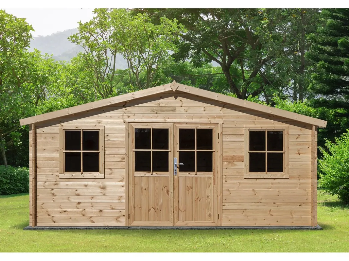 Abri de jardin bois "Alex" - 20.20 m² - 4.80 x 4.00 x 2.39 m - 28 mm