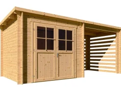 Abri de jardin bois avec appentis "Aureval" - 11m² - 2.24 x 5.01 x 2.07 m - 28 mm