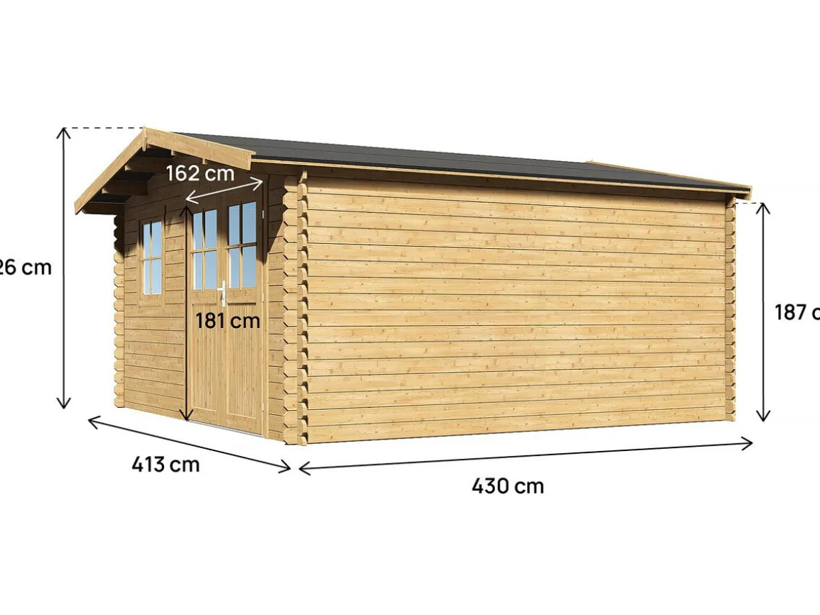 Abri de jardin bois "Belval" - 18,75 m² - 28 mm