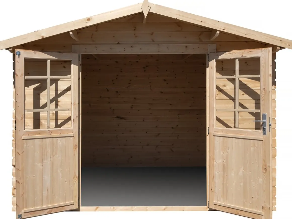Abri de jardin bois 9.4 m² "Lys" - 320 x 298 x 225 cm - 28 mm