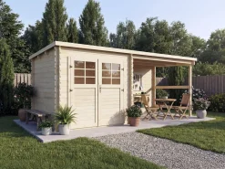 Abri de jardin en bois avec auvent "Montval" - 14 m² - 28 mm