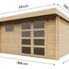 Abri de jardin en bois avec toit plat "Oak" - 13,1 m² - 28 mm - Beige