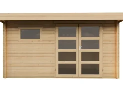 Abri de jardin en bois avec toit plat "Oak" - 13,1 m² - 28 mm - Beige