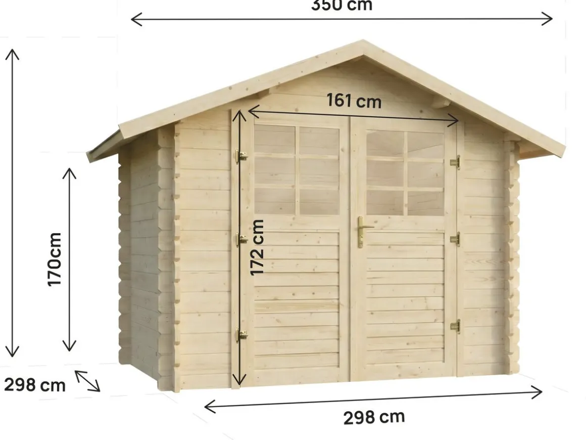 Abri de jardin en bois "Beaufort" - 10.53 m² - 349 x 301 cm - 28 mm