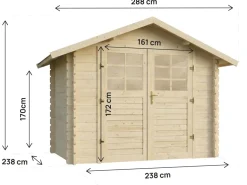 Abri de jardin en bois "Beaufort" - 6.94 m² -  287 x 241 cm - 28 mm