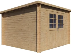 Abri de jardin en bois monopente "Rowan" - 9,5 m² - 28 mm - Beige