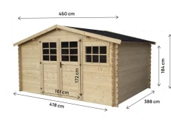 Abri de jardin en bois "Rocval" - 456 x 425 x 232 cm - 19.42 m² - 28 mm