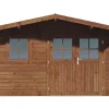 Abri de jardin en bois traité marron autoclave "Valmont" - 14 m² -28 mm