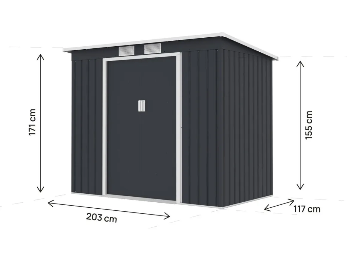 Abri de jardin en métal avec toit monopente métal "Orlando" - 2,81 m² - Gris
