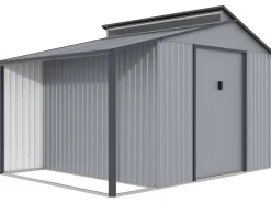Abri de jardin métal avec pergola "Madras" - 9.12 m² - 257 x 355 x 237 cm - Gris