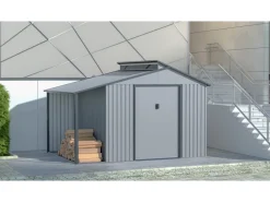 Abri de jardin métal avec pergola 