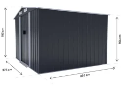 Abri de jardin métal avec porte coulissante "Boston" - 8 m² - Gris