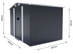 Abri de jardin métal avec porte coulissante "Boston" - 6,54 m² - Gris