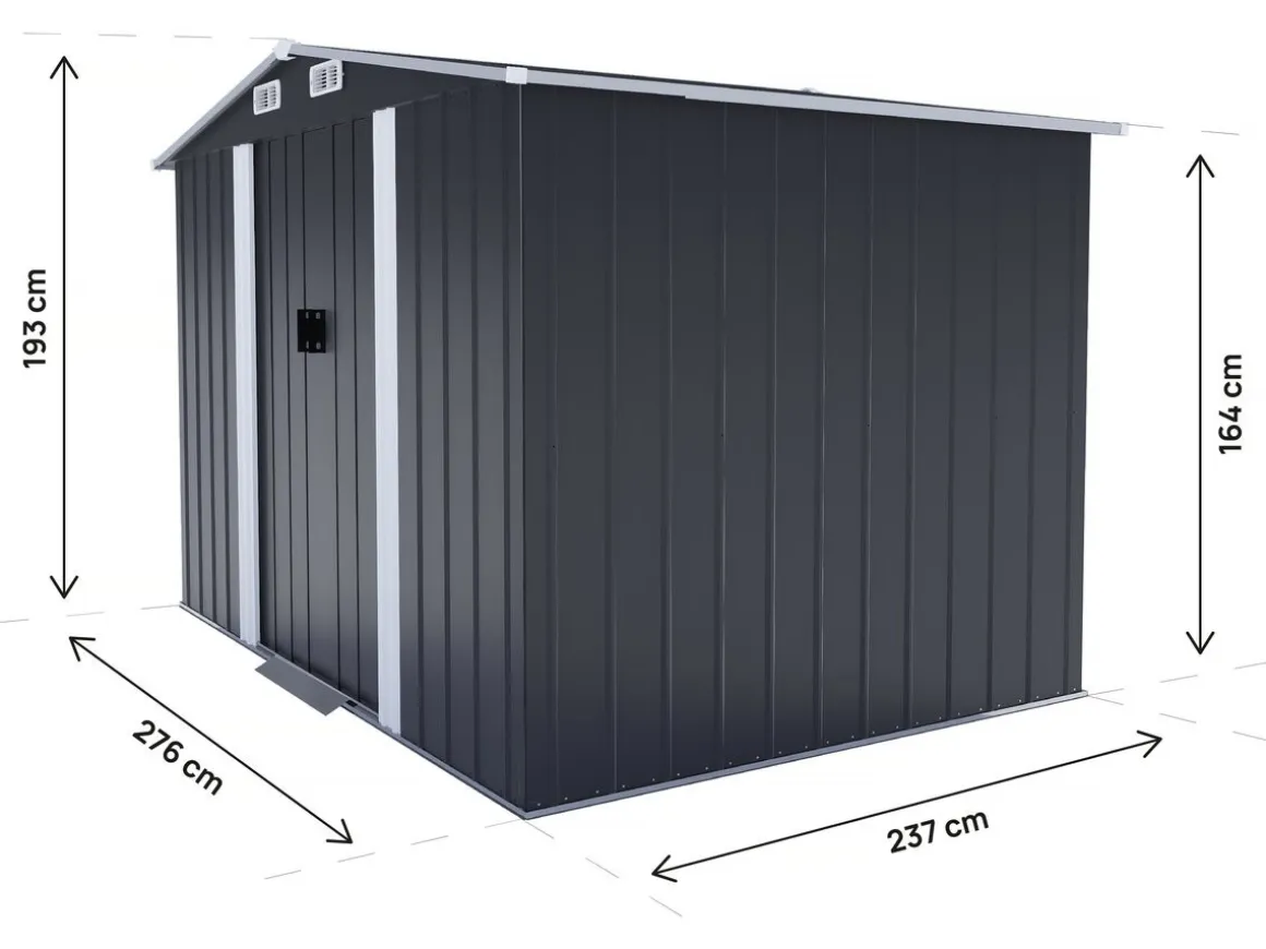Abri de jardin métal avec porte coulissante "Boston" - 6,54 m² - Gris