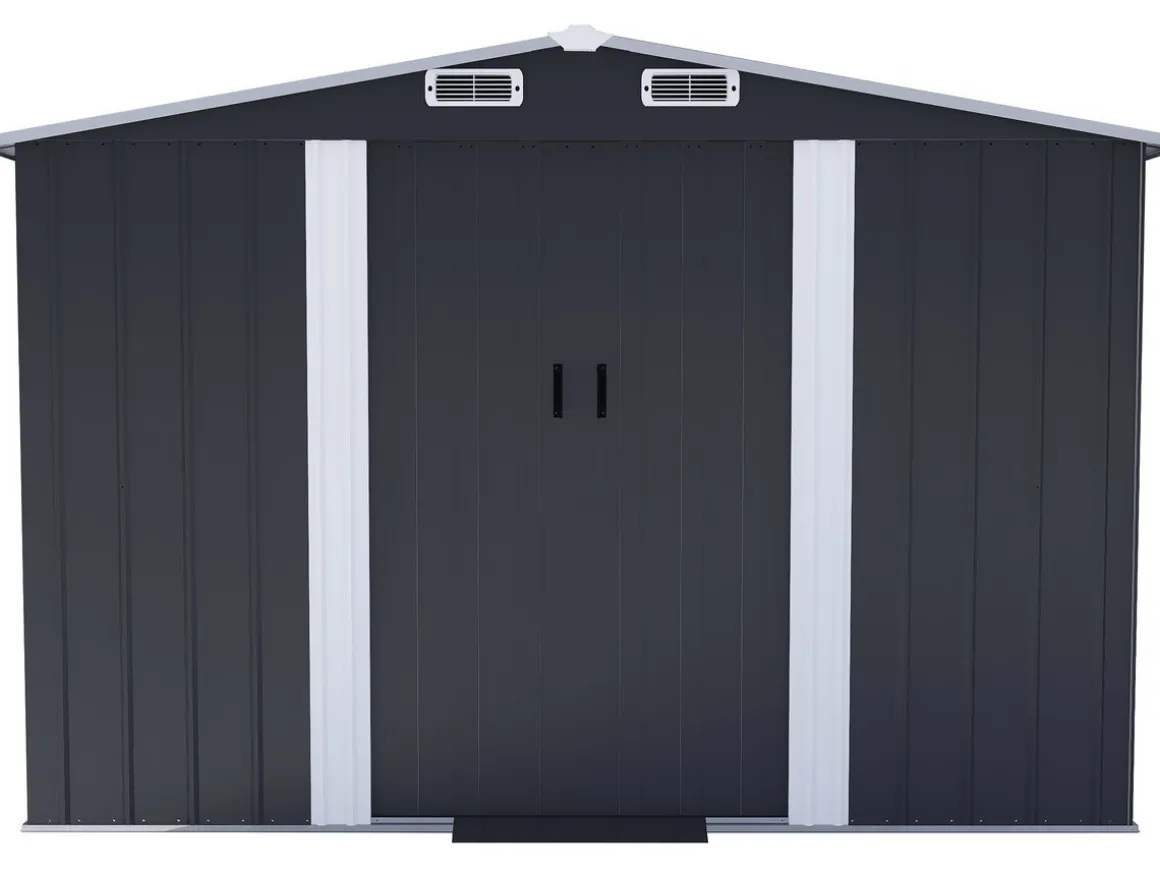 Abri de jardin métal avec porte coulissante "Boston" - 6,54 m² - Gris