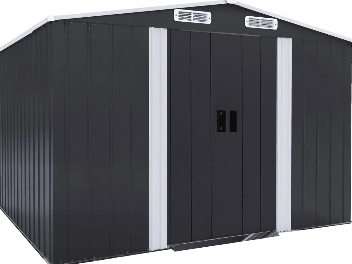 Abri de jardin métal avec porte coulissante "Boston" - 6,54 m² - Gris