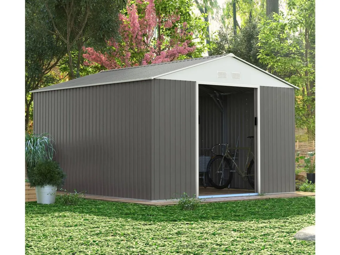 Abri de jardin métal "Dallas" - 12.99 m² - Taupe