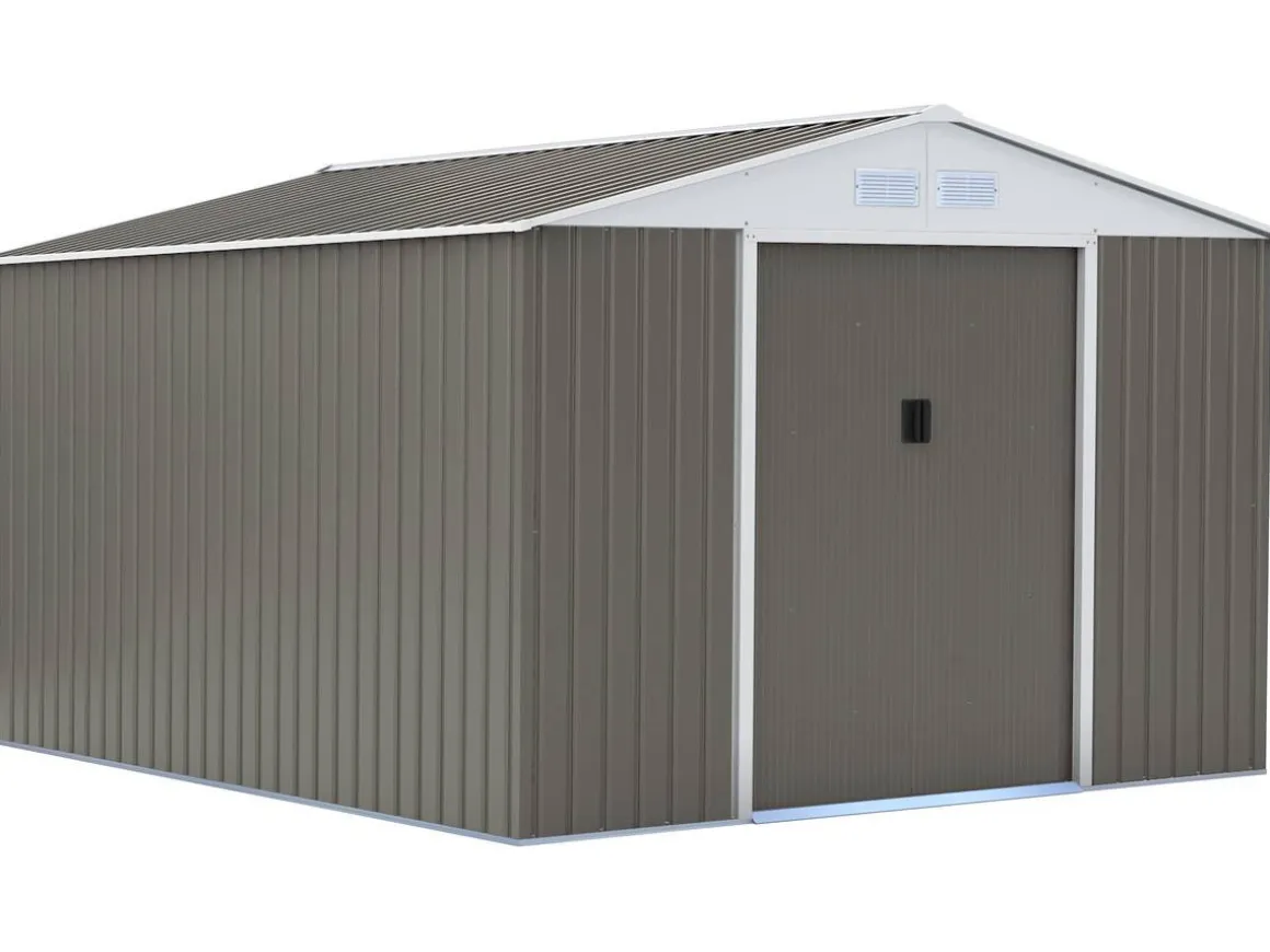 Abri de jardin métal "Dallas" - 12.99 m² - Taupe