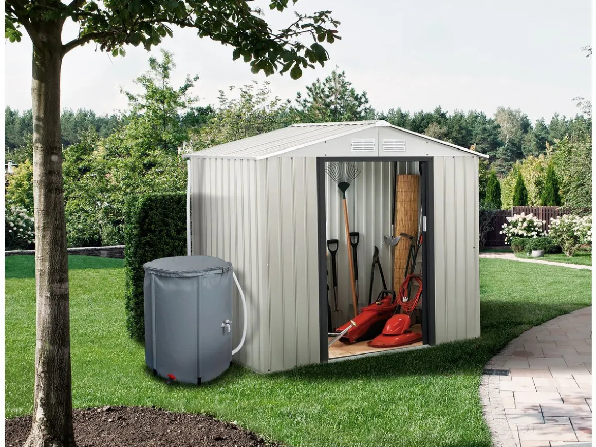 Abri de jardin métal "Nebraska" - 4,07m² avec gouttière et récupérateur d'eau