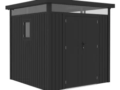 Abri de jardin métal premium avec toit plat et porte battante "Lexinton" - 5,29 m² - Gris