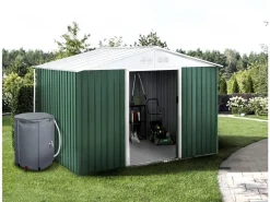 Abri de jardin métal - "Rosas " - 7,06 m² avec récupérateur d'eau et gouttière - Vert