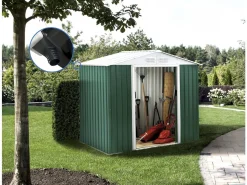 Abri de jardin métal - "Rosas " - 2,71 m² avec gouttière - Vert