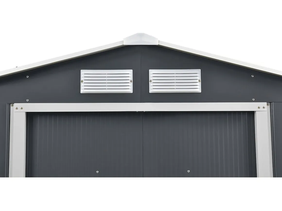 Abri de jardin métal- "Vegas"- 2,7 m² avec gouttière et récupérateur d'eau - Gris