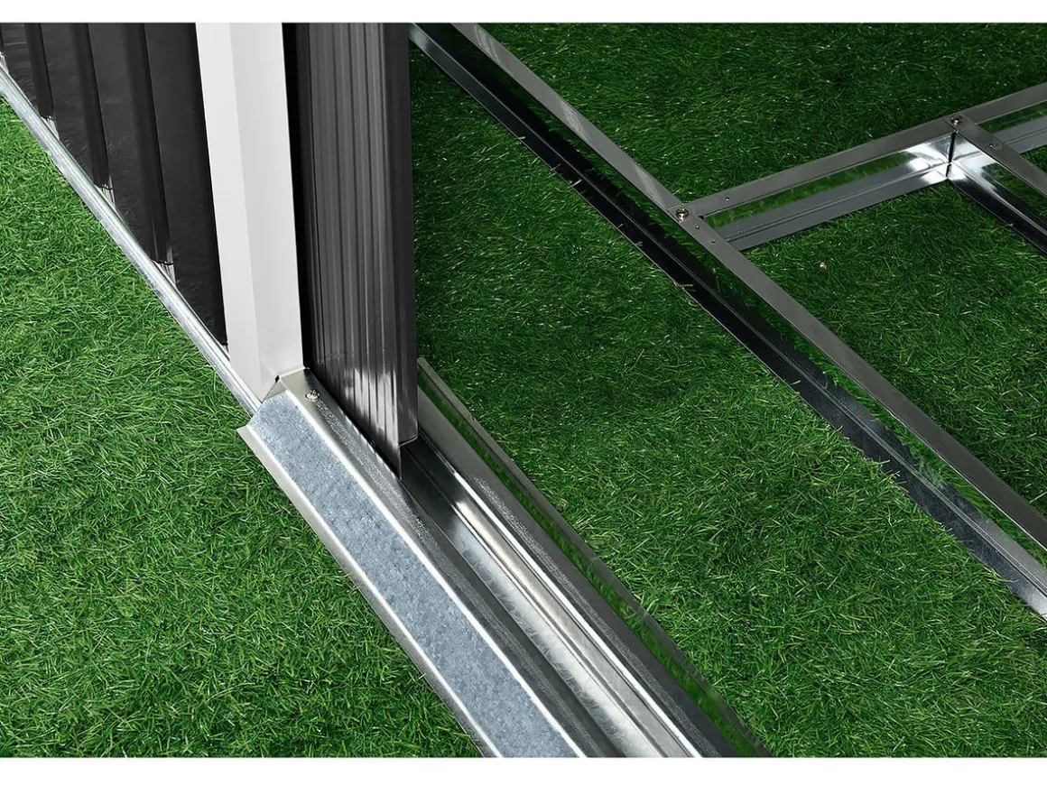 Abri de jardin métal- "Vegas"- 2,7 m² avec gouttière et récupérateur d'eau - Gris