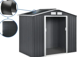 Abri de jardin métal - "Vegas" - 5.29 m² avec panneaux solaires - Gris