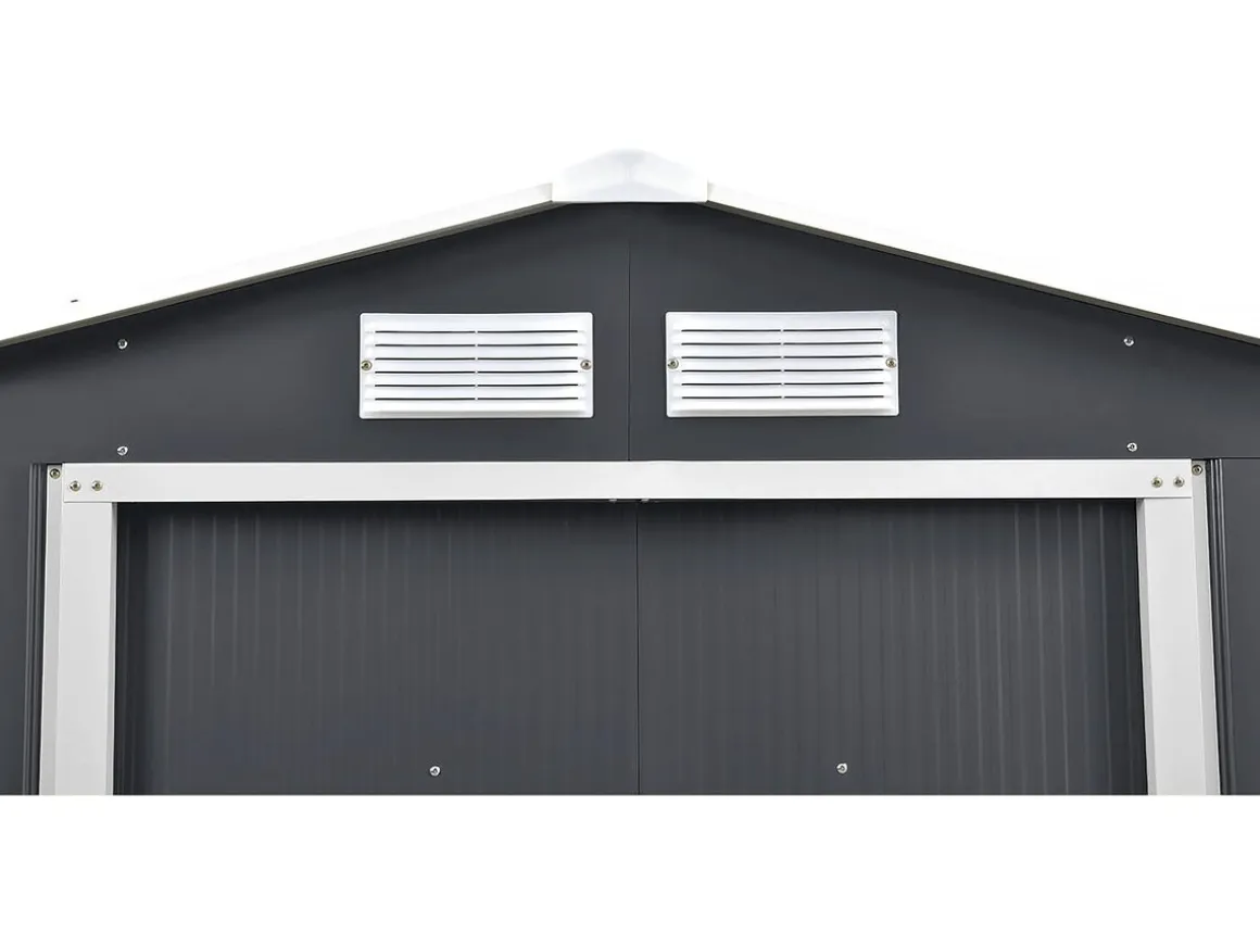 Abri de jardin métal- "Vegas"- 2.7 m² avec panneaux solaires - Gris