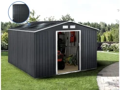 Abri de jardin métal - "Vegas"- 15 m² avec panneaux solaires - Gris