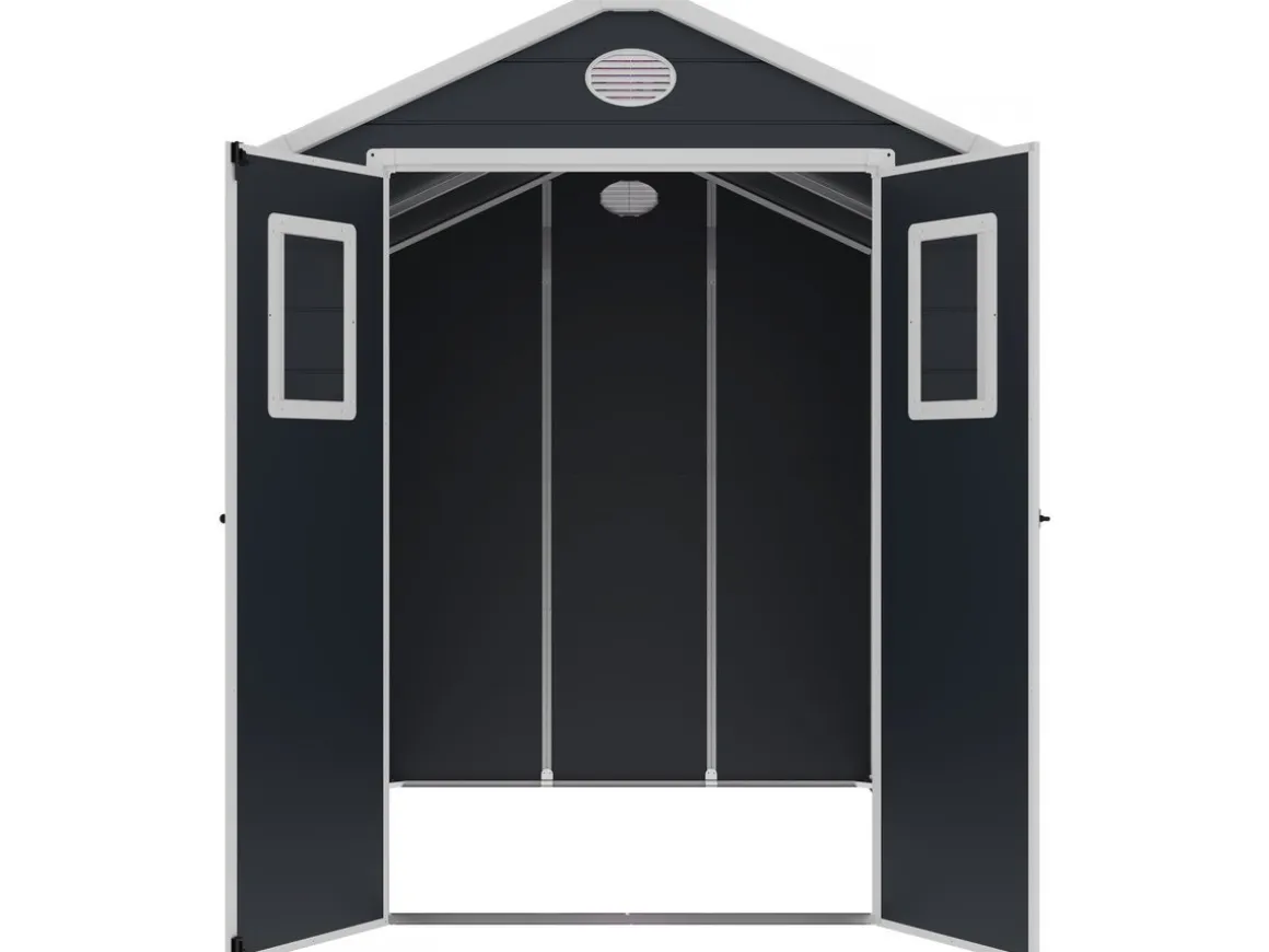 Abri de jardin résine "Texas" - 5.23 m² - kit d'ancrage inclus - Anthracite