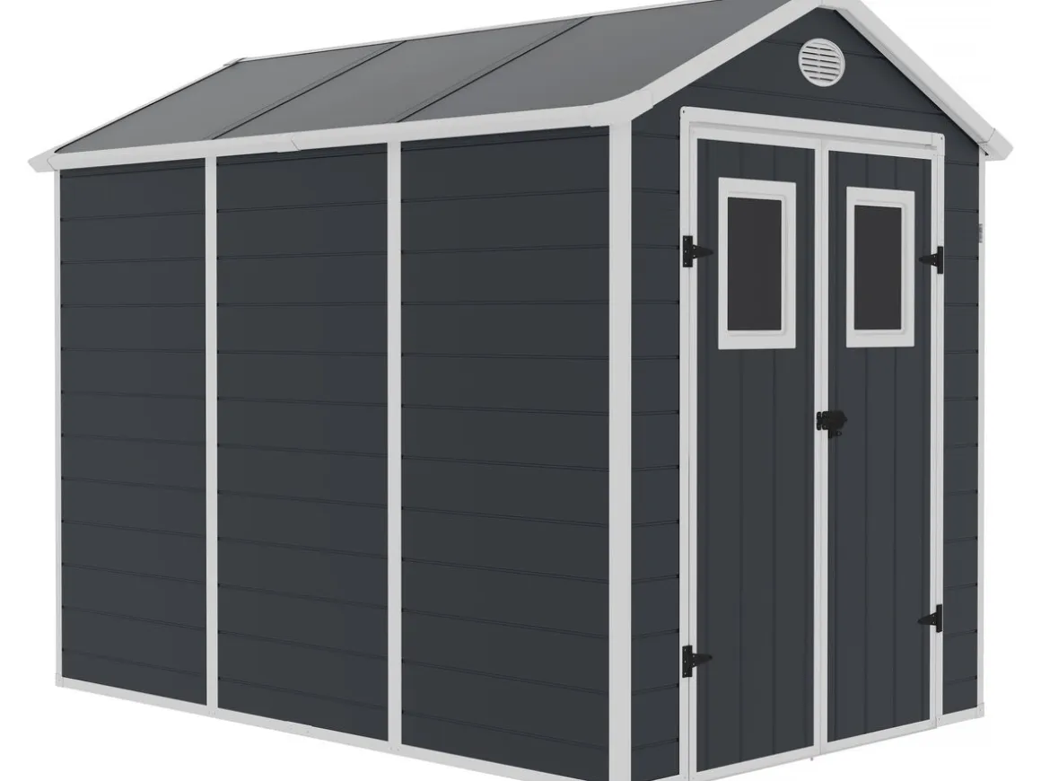 Abri de jardin résine "Texas" - 5.23 m² - kit d'ancrage inclus - Anthracite