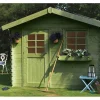 Abri jardin bois "Sologne" - Modèle imprégné (vert) - 8.88 m² - 2.98 x 2.98 x 2.39 m - 28 mm