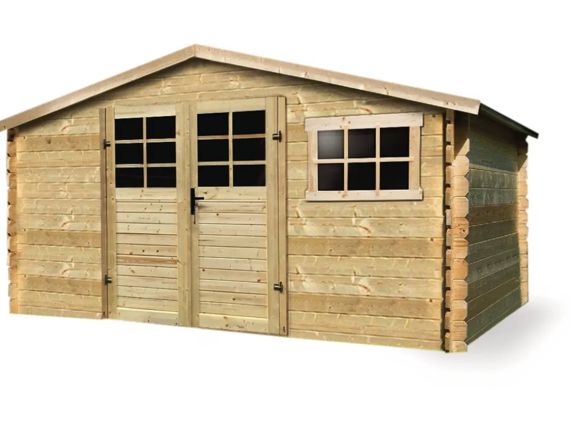 Abri jardin bois traditionnel - 11.56 m2 - 388 x 298 x 218 cm - 28mm
