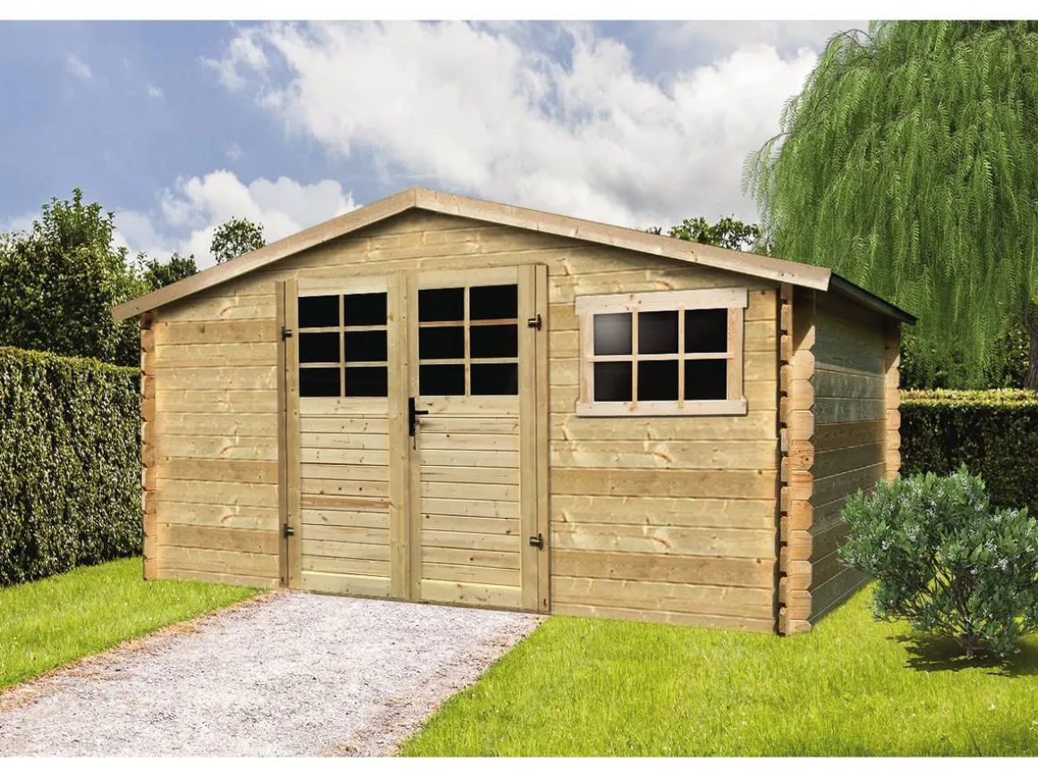 Abri jardin bois traditionnel - 11.56 m2 - 388 x 298 x 218 cm - 28mm