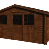 Abri jardin bois "Vallauris" - 15.84 m² - 3.98 x 3.98 x 2.29 m - 34 mm - Traité marron