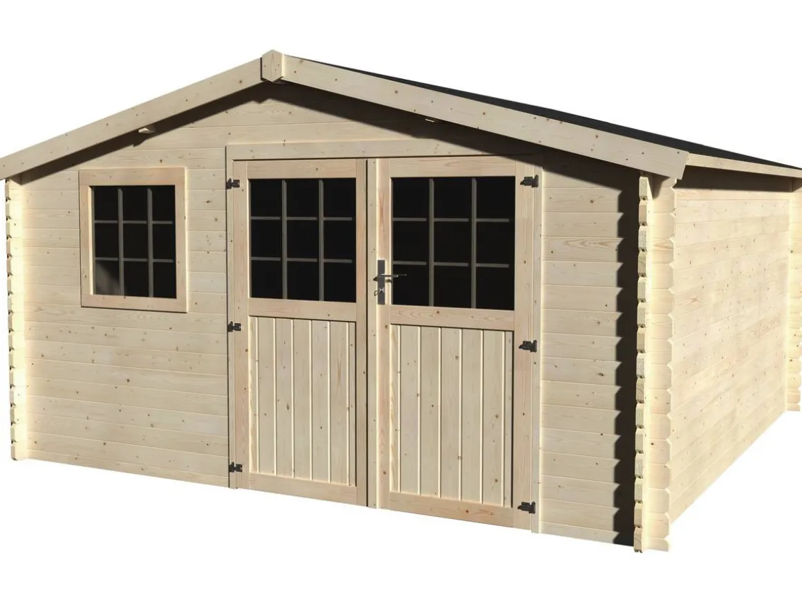 Abri jardin bois "Vallauris" - 15.84 m² - 3.98 x 3.98 x 2.29 m - 34 mm