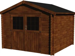 Abri jardin bois "Valodeal" - 8.88 m² - 2.98 x 2.98 x 2.39 m - 34 mm - Traité marron