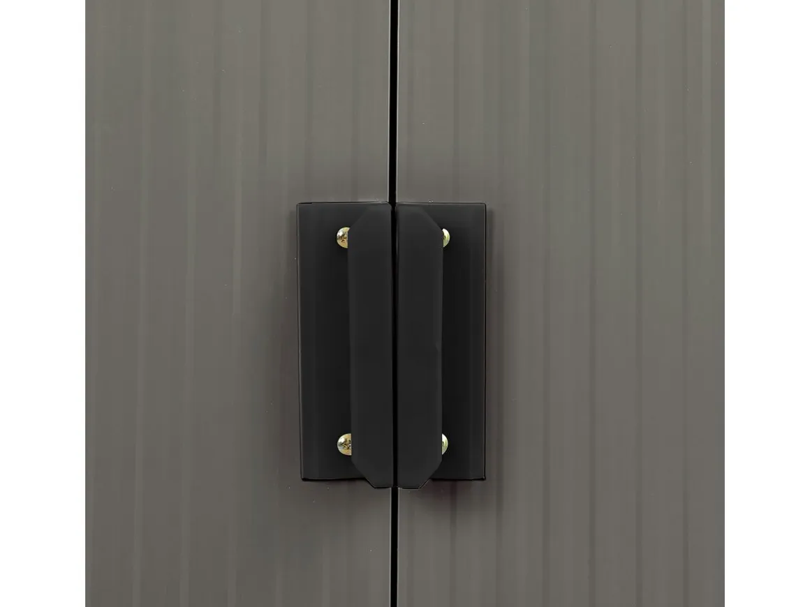 Abri jardin métal "Dallas" - 5,29 m² avec gouttière et récupérateur d'eau - Taupe