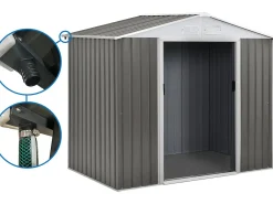 Abri jardin métal "Dallas"- 2.71m² avec gouttières - Taupe