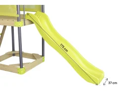 Aire de jeu portique en métal avec toboggan et bac a sable