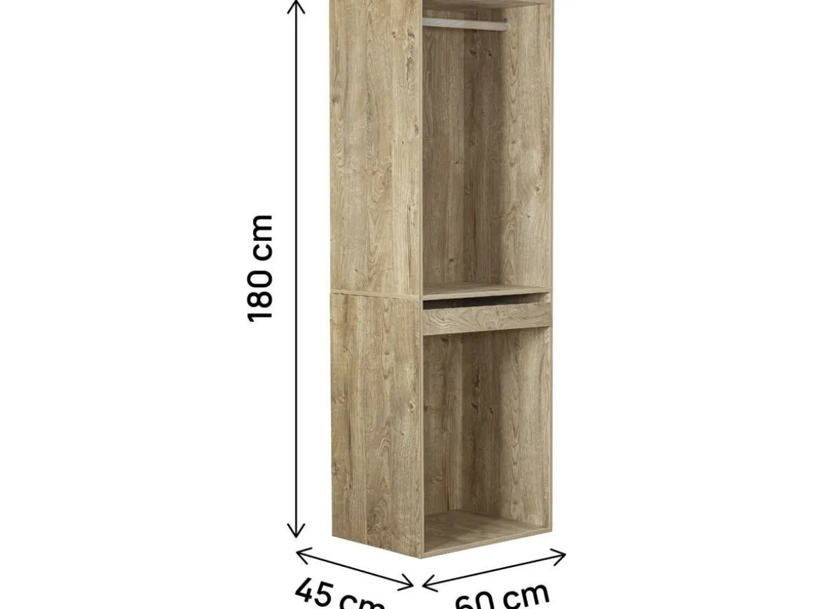 Armoire avec penderie et porte-pantalons "Opéra" - 60 x 45 x 180 cm - Beige