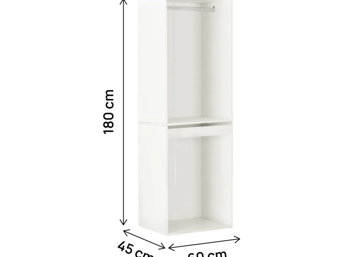 Armoire avec penderie et porte-pantalons "Opéra" - 60 x 45 x 180 cm - Blanc