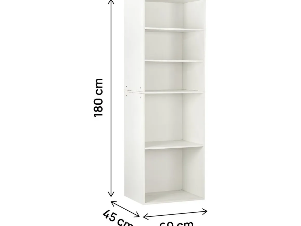 Armoire avec 5 étagères "Opéra" - 60 x 45 x 180 cm - Blanc