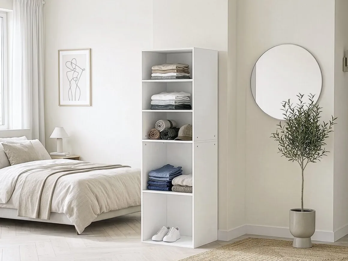 Armoire avec 5 étagères "Opéra" - 60 x 45 x 180 cm - Blanc