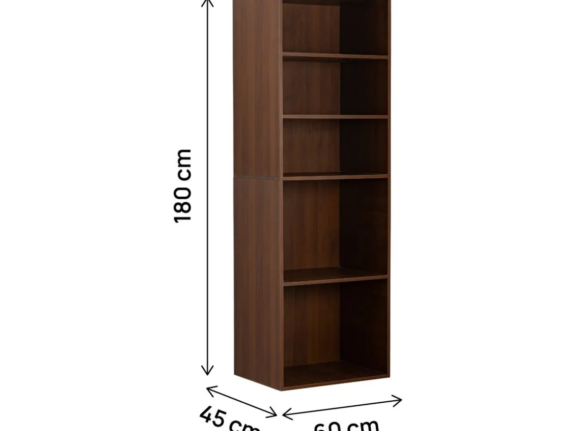 Armoire avec 5 étagères "Opéra" - 60 x 45 x 180 cm - Marron