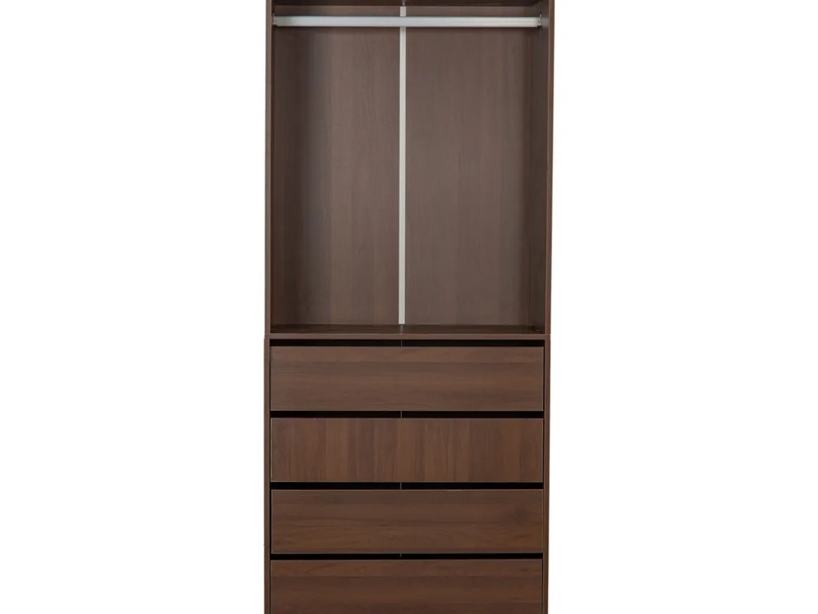 Armoire avec 4 tiroirs et 1 penderie "Opéra" - 80 x 45 x 180 cm - Marron
