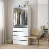 Armoire avec 4 tiroirs et 1 penderie "Opéra" - 80 x 45 x 180 cm - Blanc